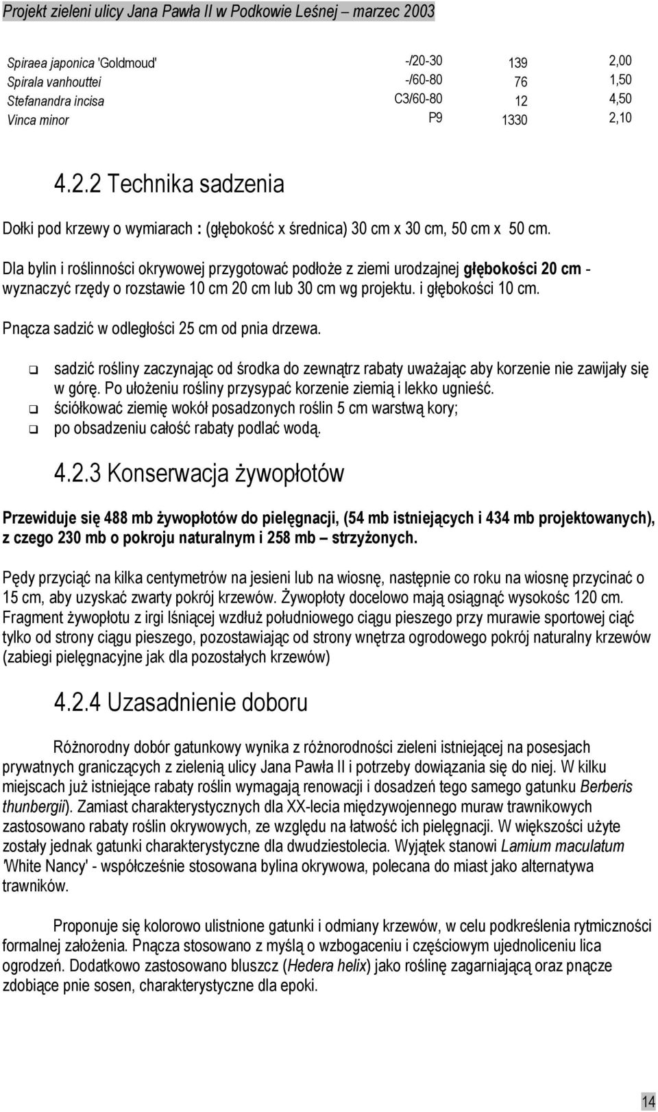 Pnącza sadzić w odległości 25 cm od pnia drzewa. sadzić rośliny zaczynając od środka do zewnątrz rabaty uwaŝając aby korzenie nie zawijały się w górę.