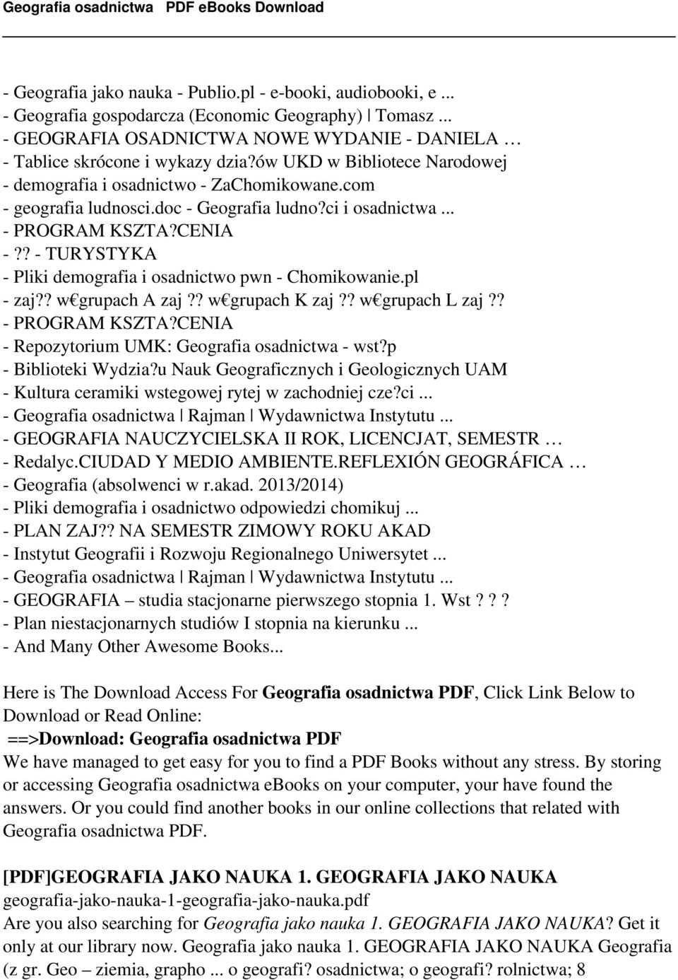 ? - TURYSTYKA - Pliki demografia i osadnictwo pwn - Chomikowanie.pl - zaj?? w grupach A zaj?? w grupach K zaj?? w grupach L zaj?? - PROGRAM KSZTA?CENIA - Repozytorium UMK: Geografia osadnictwa - wst?