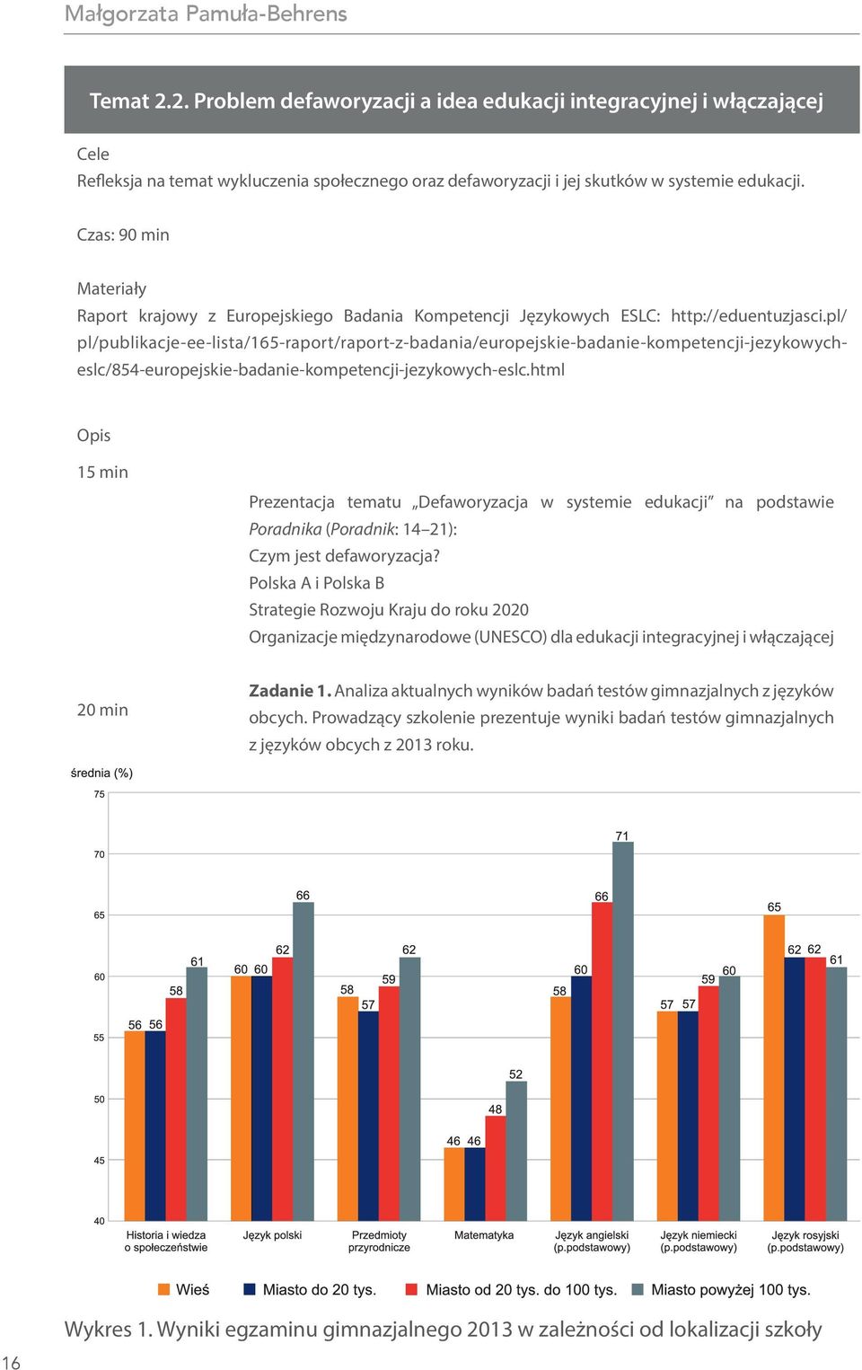 Czas: 90 min Materiały Raport krajowy z Europejskiego Badania Kompetencji Językowych ESLC: http://eduentuzjasci.