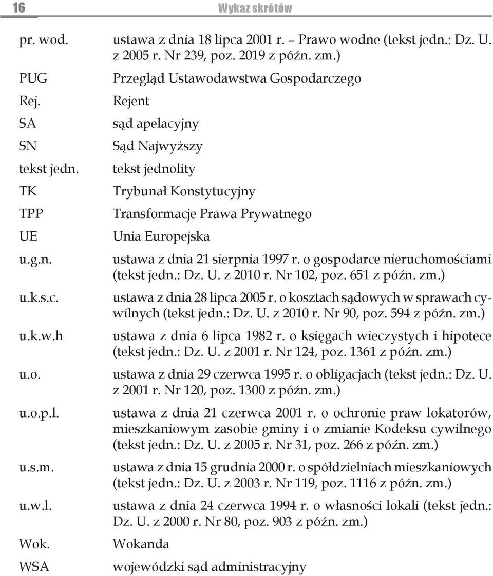 o gospodarce nieruchomościami (tekst jedn.: Dz. U. z 2010 r. Nr 102, poz. 651 z późn. zm.) ustawa z dnia 28 lipca 2005 r. o kosztach sądowych w sprawach cywilnych (tekst jedn.: Dz. U. z 2010 r. Nr 90, poz.