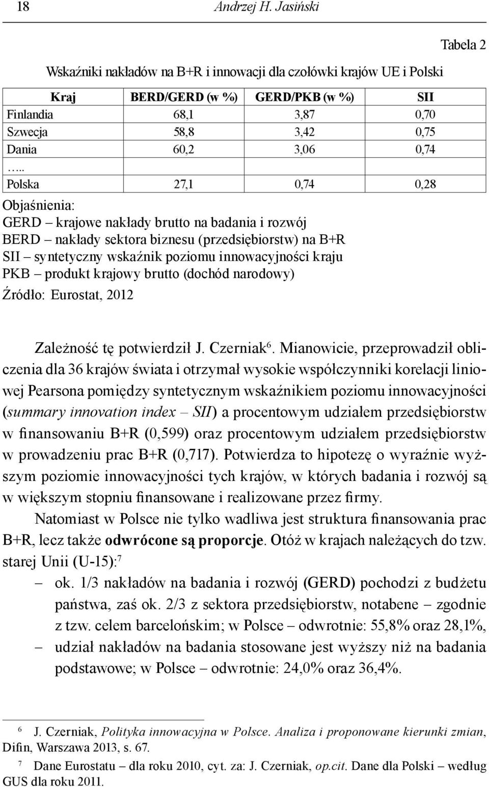 . Polska 27,1 0,74 0,28 Objaśnienia: GERD krajowe nakłady brutto na badania i rozwój BERD nakłady sektora biznesu (przedsiębiorstw) na B+R SII syntetyczny wskaźnik poziomu innowacyjności kraju PKB