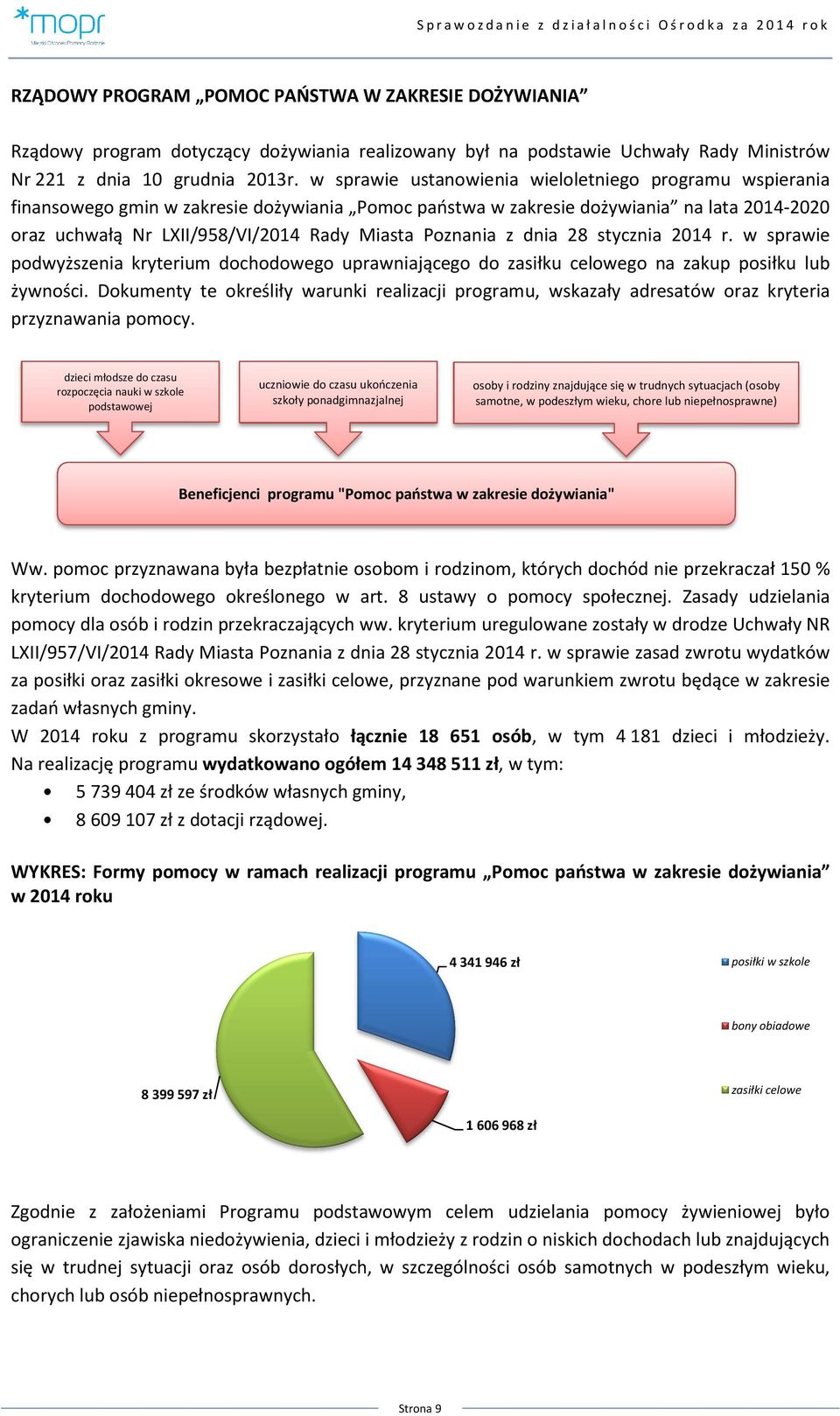 Poznania z dnia 28 stycznia 2014 r. w sprawie podwyższenia kryterium dochodowego uprawniającego do zasiłku celowego na zakup posiłku lub żywności.