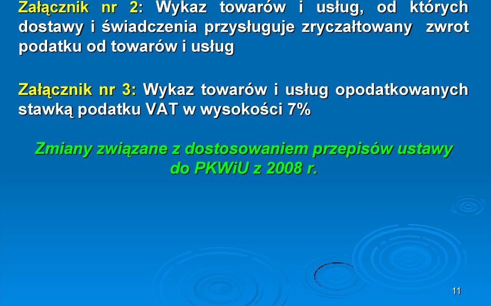 3: Wykaz towarów i usług opodatkowanych stawką podatku VAT w wysokości