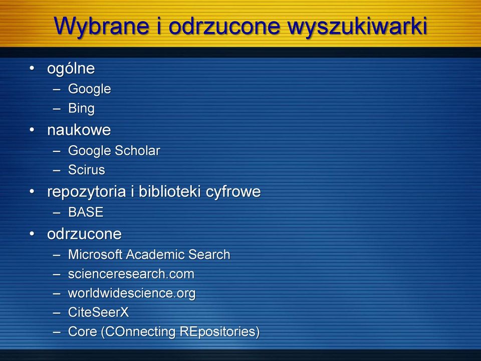 odrzucone Microsoft Academic Search scienceresearch.