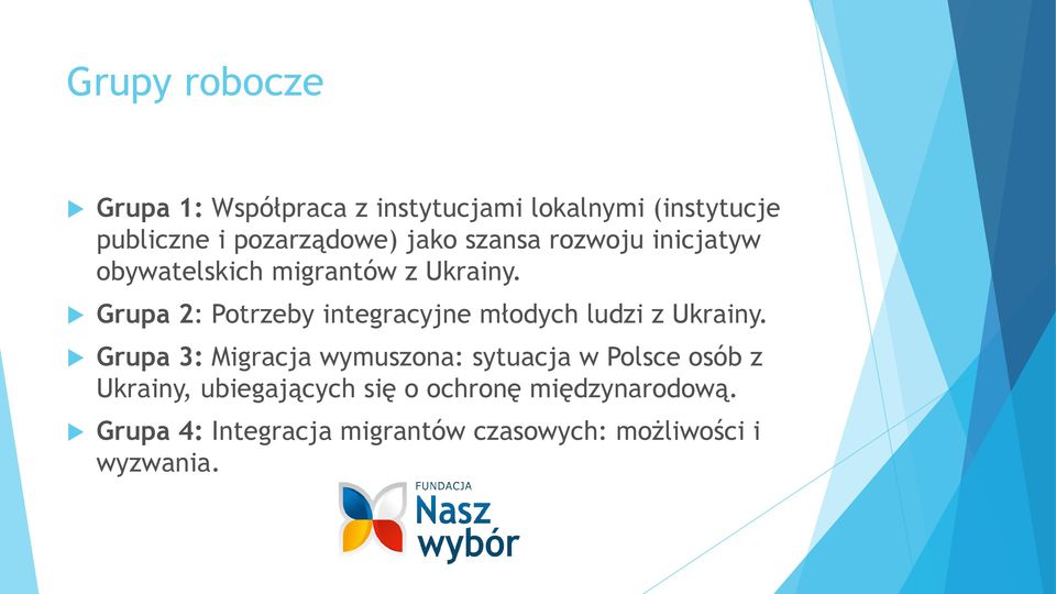 Grupa 2: Potrzeby integracyjne młodych ludzi z Ukrainy.