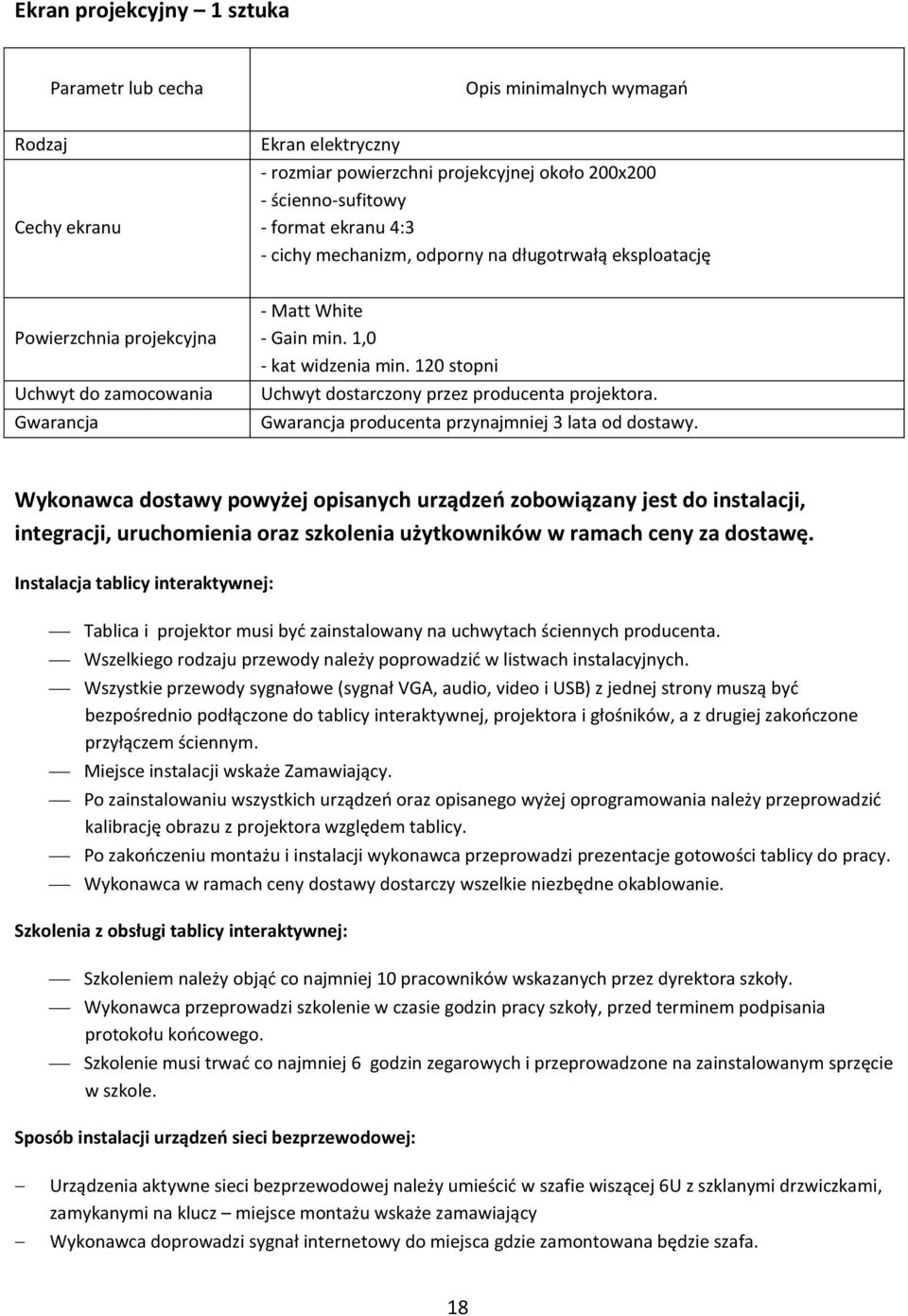 Gwarancja producenta przynajmniej 3 lata od dostawy.