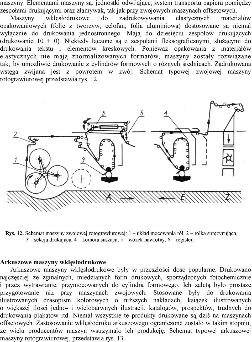 Mają do dziesięciu zespołów drukujących (drukowanie 10 + 0). Niekiedy łączone są z zespołami fleksograficznymi, słuŝącymi do drukowania tekstu i elementów kreskowych.