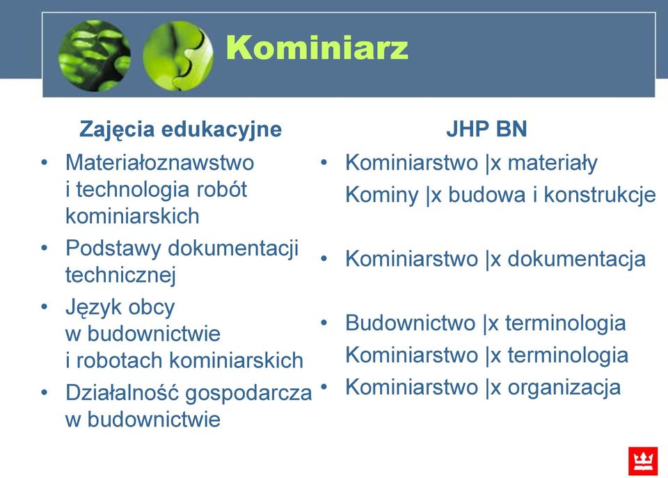 gospodarcza w budownictwie JHP BN Kominiarstwo x materiały Kominy x budowa i konstrukcje