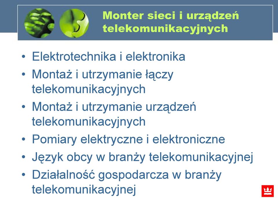 urządzeń telekomunikacyjnych Pomiary elektryczne i elektroniczne Język