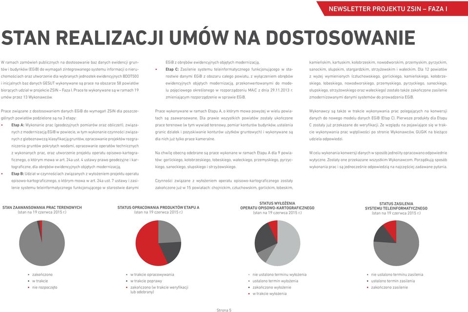 Prace te wykonywane są w ramach 19 umów przez 13 Wykonawców.