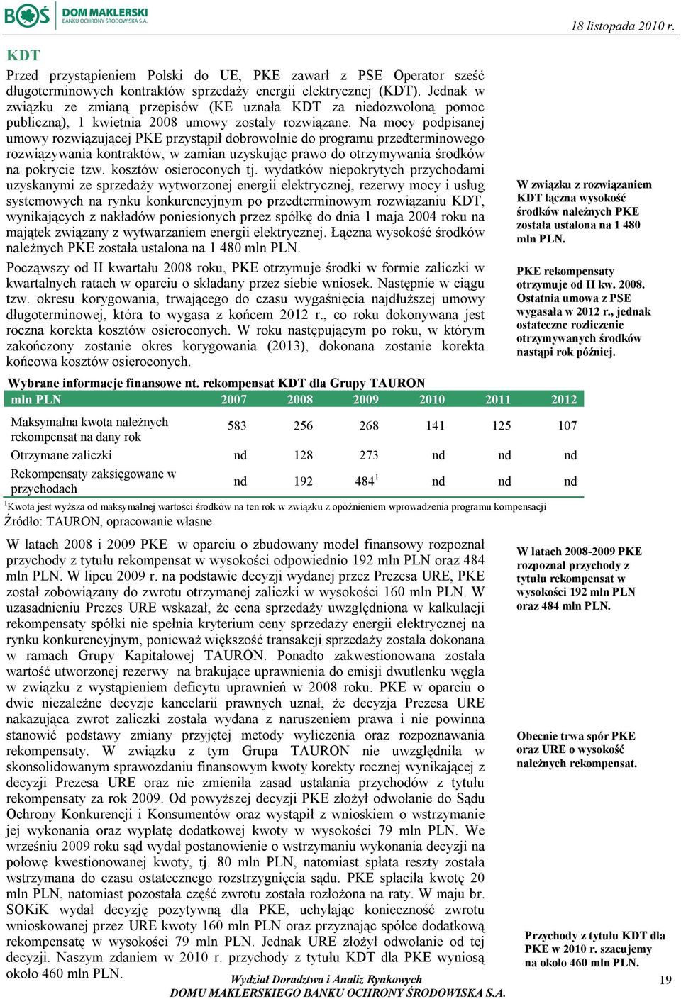 Na mocy podpisanej umowy rozwiązującej PKE przystąpił dobrowolnie do programu przedterminowego rozwiązywania kontraktów, w zamian uzyskując prawo do otrzymywania środków na pokrycie tzw.