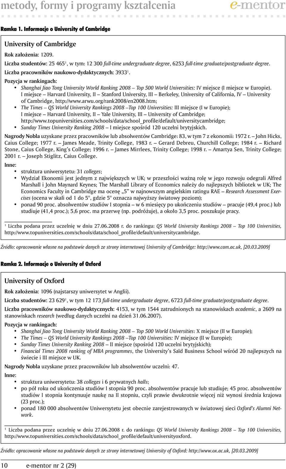 Pozycja w rankingach: Shanghai Jiao Tong University World Ranking 2008 Top 500 World Universities: IV miejsce (I miejsce w Europie).