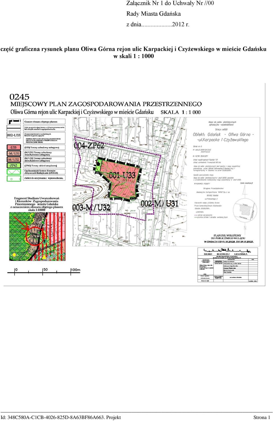 część graficzna rysunek planu Oliwa Górna rejon ulic