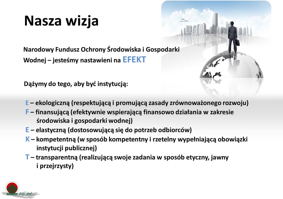 zakresie środowiska i gospodarki wodnej) E elastyczną (dostosowującą się do potrzeb odbiorców) K kompetentną (w sposób kompetentny i