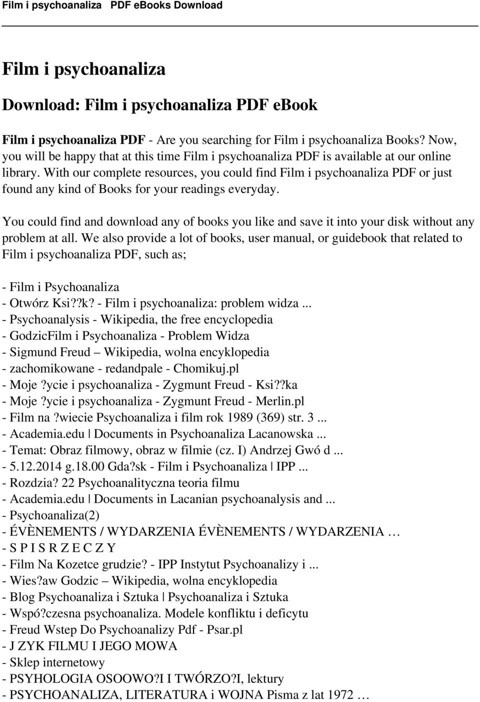 With our complete resources, you could find Film i psychoanaliza PDF or just found any kind of Books for your readings everyday.