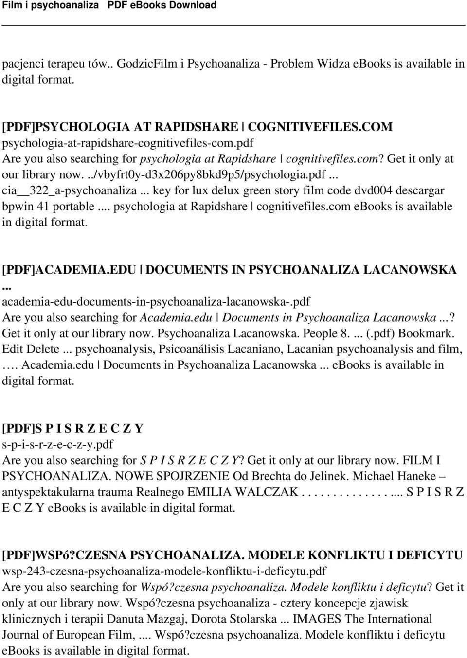 .. key for lux delux green story film code dvd004 descargar bpwin 41 portable... psychologia at Rapidshare cognitivefiles.com ebooks is available in digital format. [PDF]ACADEMIA.