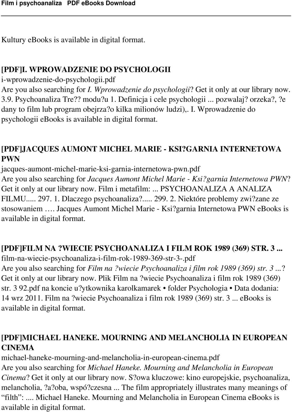 Wprowadzenie do psychologii ebooks is [PDF]JACQUES AUMONT MICHEL MARIE - KSI?GARNIA INTERNETOWA PWN jacques-aumont-michel-marie-ksi-garnia-internetowa-pwn.