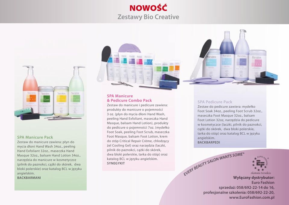 BACKBARMANI SPA Manicure & Pedicure Combo Pack Zestaw do manicure i pedicure zawiera: produkty do manicure o pojemności 3 oz.