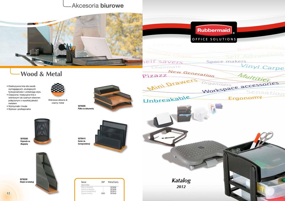 S0795290 Półka na dokumenty S0795390 Pojemnik na długopisy S0795410 Sorter do korespondencji 12 S0795330 Stojak na katalogi Nazwa SAP Wiśnia/Czarny