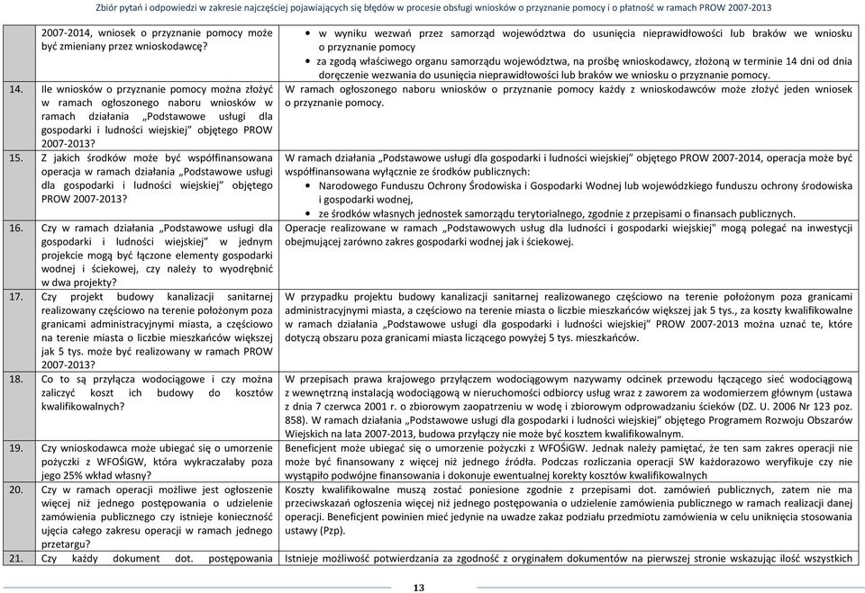 Z jakich środków może być współfinansowana operacja w ramach działania Podstawowe usługi dla gospodarki i ludności wiejskiej objętego PROW 2007-2013? 16.