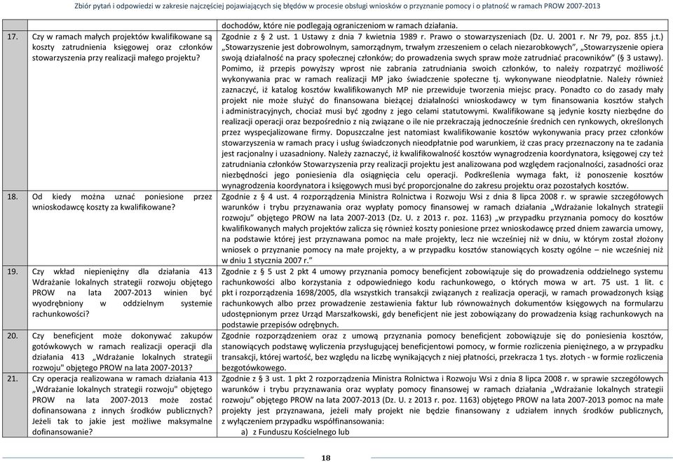 Czy wkład niepieniężny dla działania 413 Wdrażanie lokalnych strategii rozwoju objętego PROW na lata 200