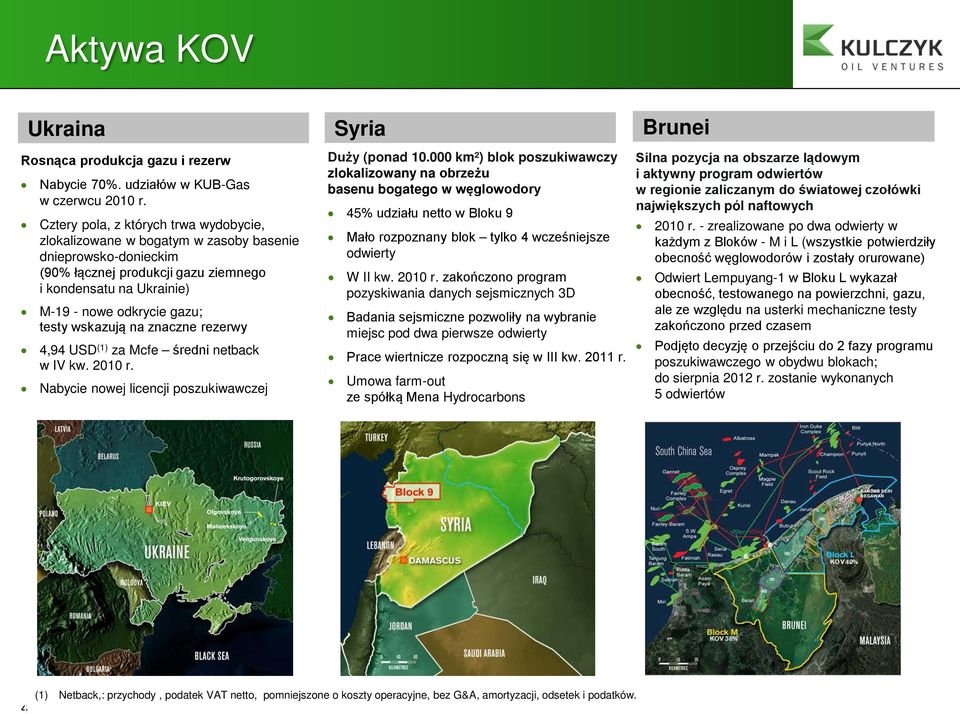 wskazują na znaczne rezerwy 4,94 USD (1) za Mcfe średni netback w IV kw. 20 r. Nabycie nowej licencji poszukiwawczej Syria Duży (ponad.