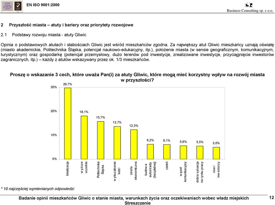 ), położenie miasta (w sensie geograficznym, komunikacyjnym, turystycznym) oraz gospodarkę (potencjał przemysłowy, dużo terenów pod inwestycje, zrealizowane inwestycje, przyciągnięcie inwestorów