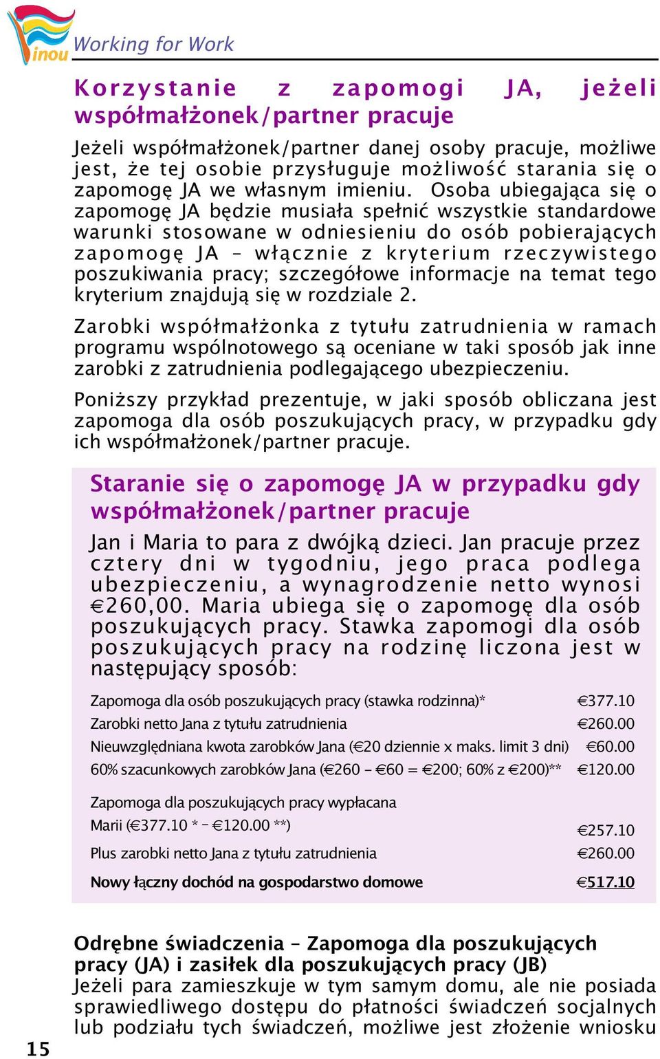 Osoba ubiegająca się o zapomogę JA będzie musiała spełnić wszystkie standardowe warunki stosowane w odniesieniu do osób pobierających zapomogę JA włącznie z kryterium rzeczywistego poszukiwania