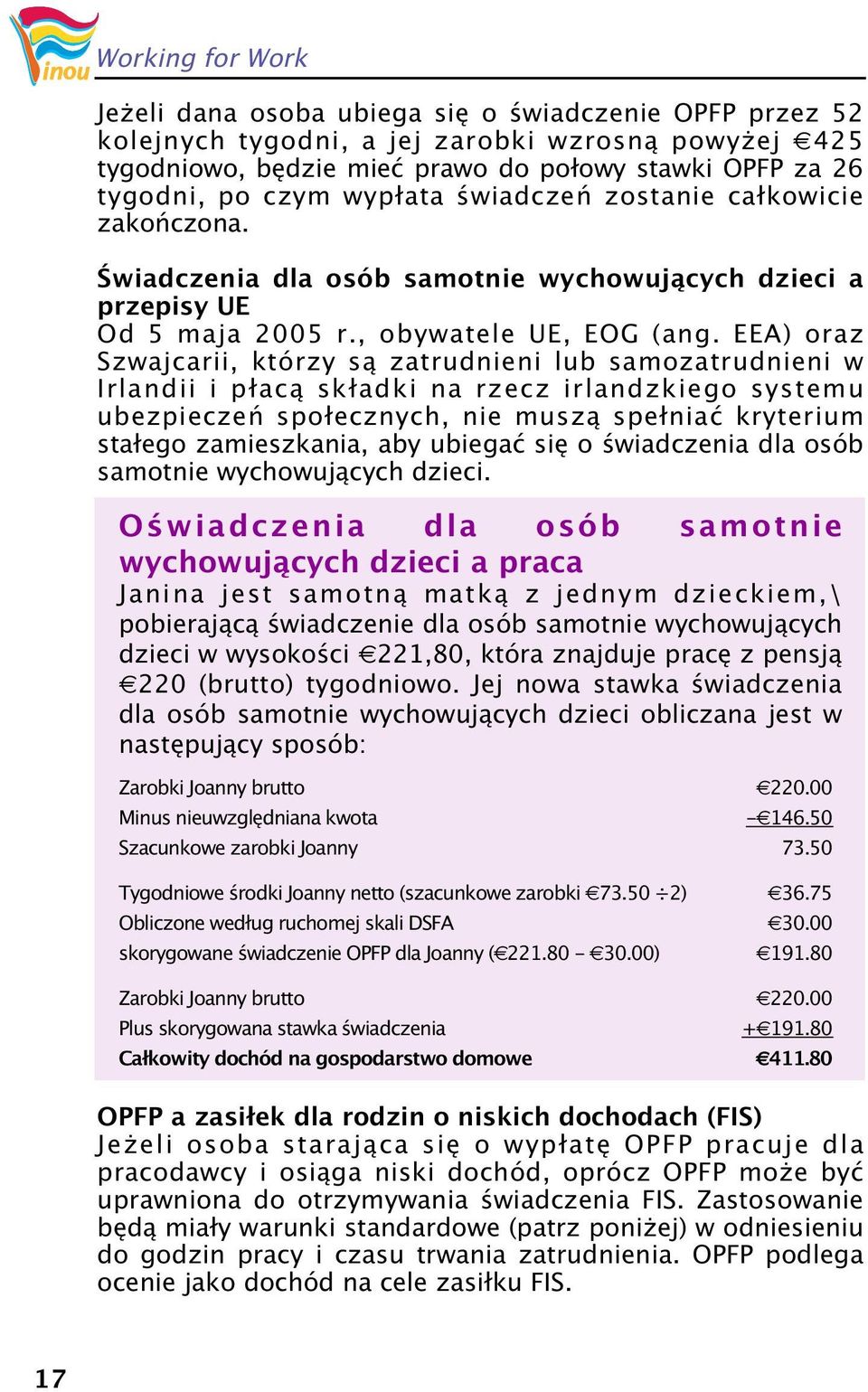 EEA) oraz Szwajcarii, którzy są zatrudnieni lub samozatrudnieni w Irlandii i płacą składki na rzecz irlandzkiego systemu ubezpieczeń społecznych, nie muszą spełniać kryterium stałego zamieszkania,