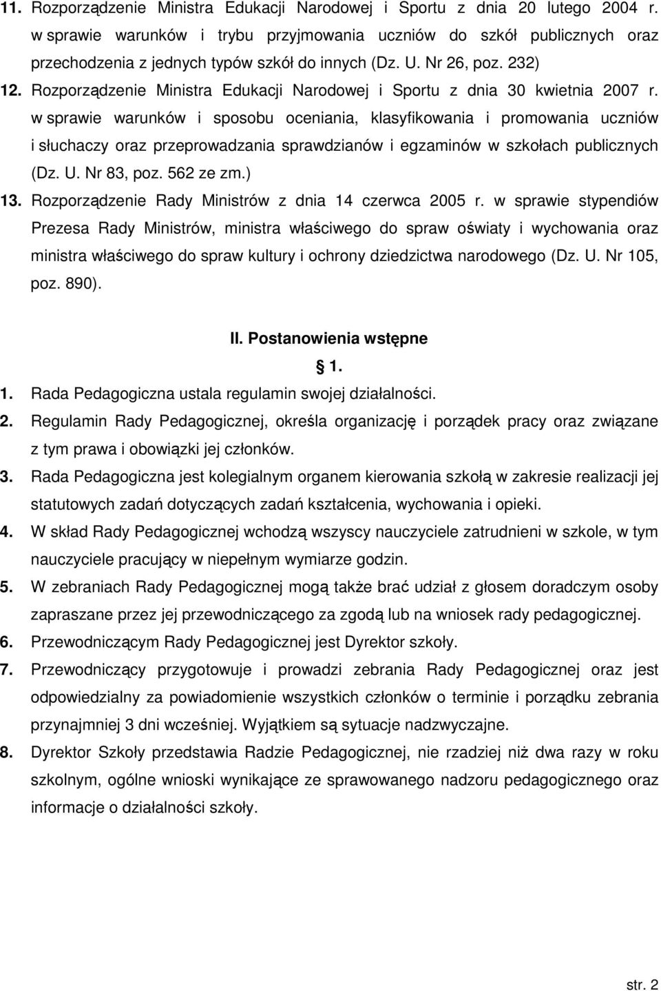 Rozporządzenie Ministra Edukacji Narodowej i Sportu z dnia 30 kwietnia 2007 r.