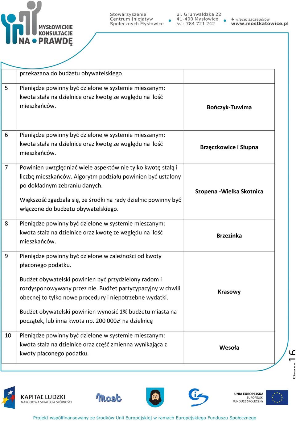 7 Powinien uwzględniać wiele aspektów nie tylko kwotę stałą i liczbę mieszkańców. Algorytm podziału powinien być ustalony po dokładnym zebraniu danych.