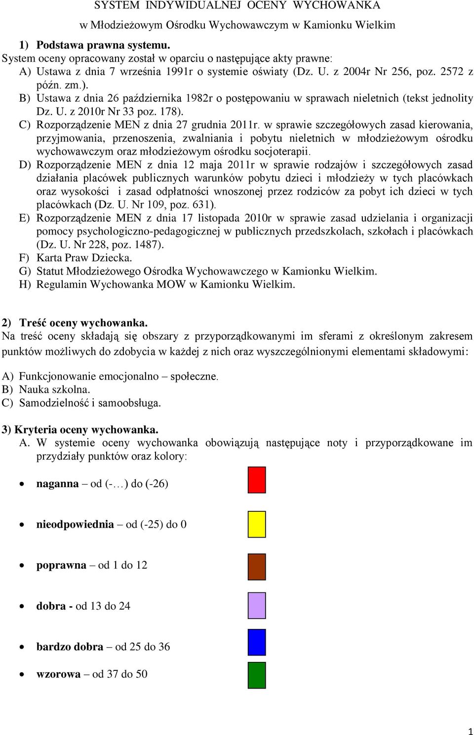 U. z 2010r Nr 33 poz. 178). C) Rozporządzenie MEN z dnia 27 grudnia 2011r.