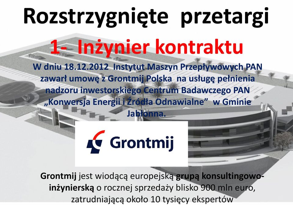 inwestorskiego Centrum Badawczego PAN Konwersja Energii i Źródła Odnawialne w Gminie Jabłonna.