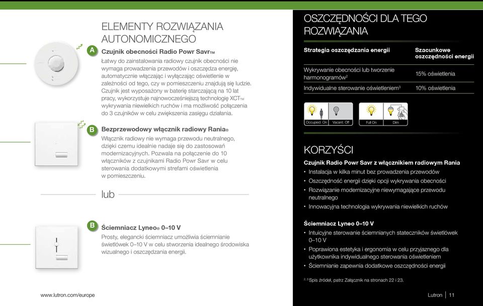 Czujnik jest wyposażony w baterię starczającą na 10 lat pracy, wykorzystuje najnowocześniejszą technologię XCTTM wykrywania niewielkich ruchów i ma możliwość połączenia do 3 czujników w celu