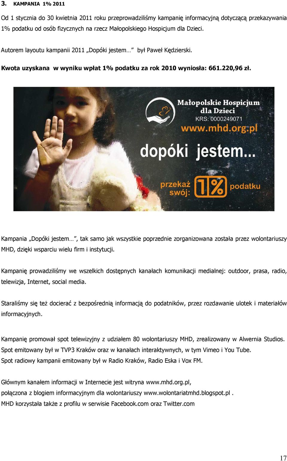 Sprawozdanie z działalności Fundacji Małopolskie Hospicjum dla Dzieci za  rok PDF Free Download