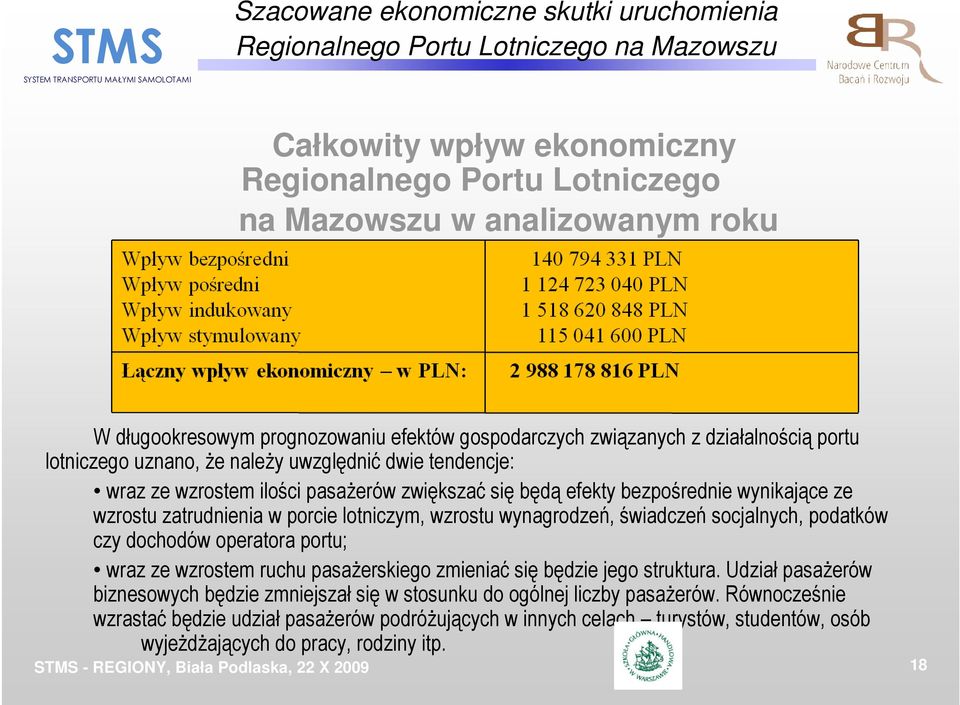 wynikające ze wzrostu zatrudnienia w porcie lotniczym, wzrostu wynagrodzeń, świadczeń socjalnych, podatków czy dochodów operatora portu; wraz ze wzrostem ruchu pasaŝerskiego zmieniać się będzie jego