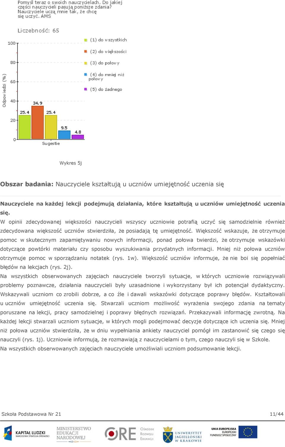 Większość wskazuje, że otrzymuje pomoc w skutecznym zapamiętywaniu nowych informacji, ponad połowa twierdzi, że otrzymuje wskazówki dotyczące powtórki materiału czy sposobu wyszukiwania przydatnych