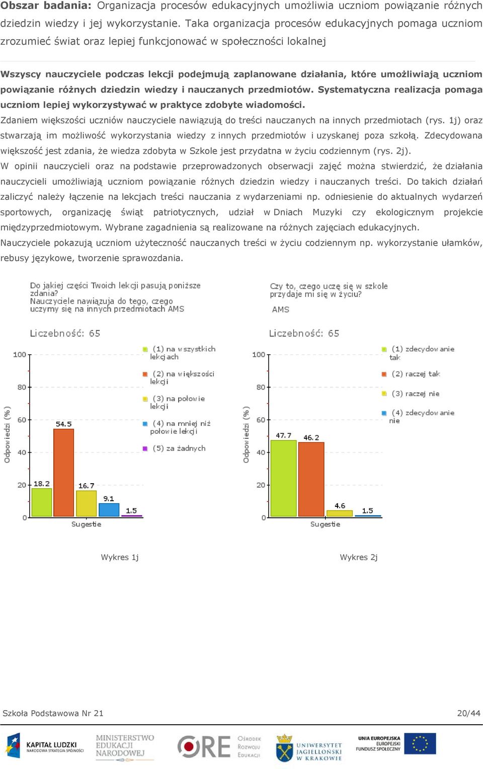 umożliwiają uczniom powiązanie różnych dziedzin wiedzy i nauczanych przedmiotów. Systematyczna realizacja pomaga uczniom lepiej wykorzystywać w praktyce zdobyte wiadomości.