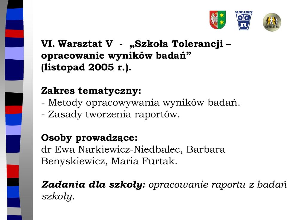 - Zasady tworzenia raportów.