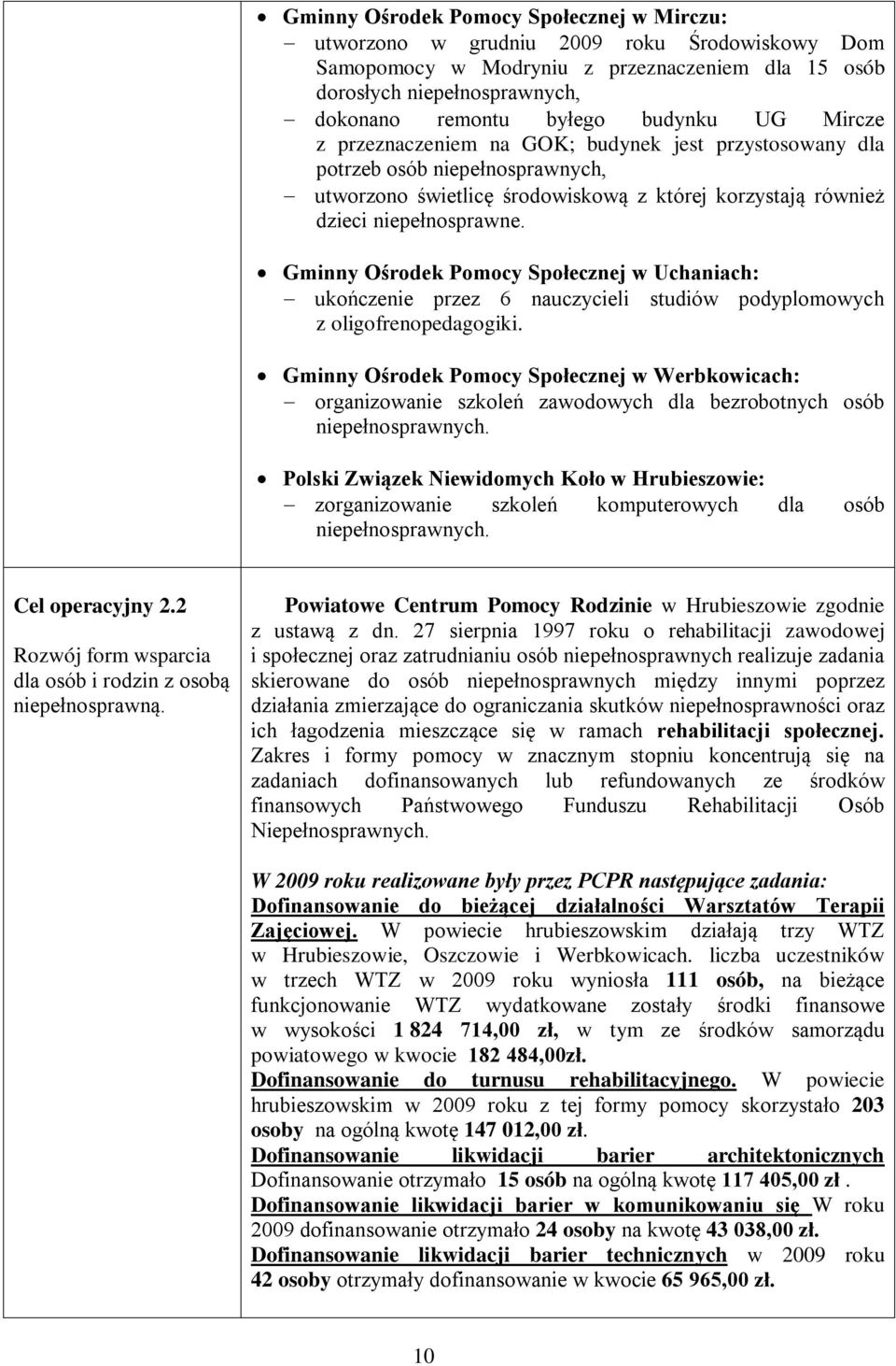 Gminny Ośrodek Pomocy Społecznej w Uchaniach: ukończenie przez 6 nauczycieli studiów podyplomowych z oligofrenopedagogiki.