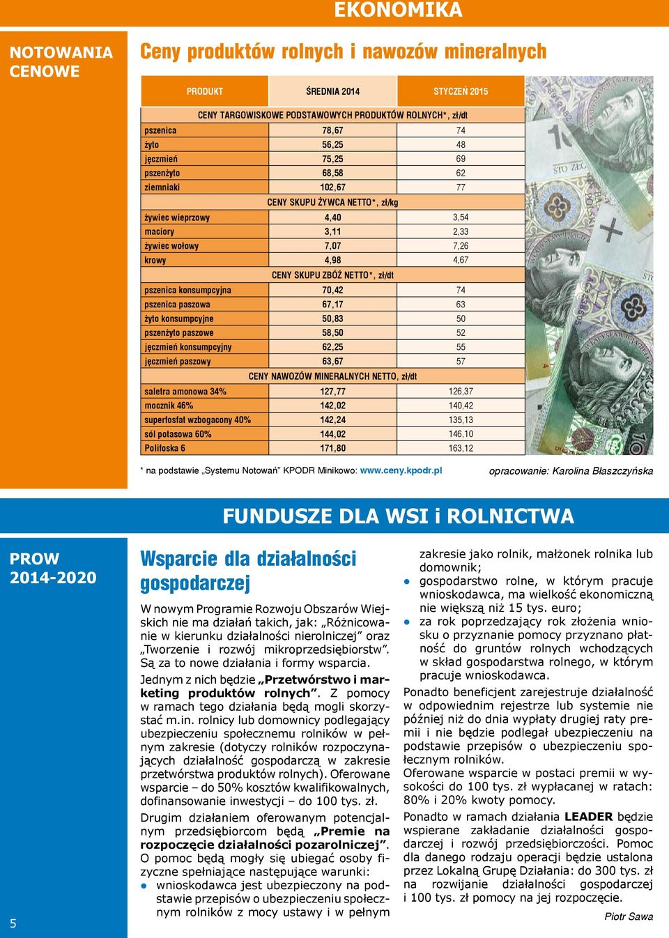 paszowa 67,17 63 żyto konsumpcyjne 50,83 50 pszenżyto paszowe 58,50 52 jęczmień konsumpcyjny 62,25 55 jęczmień paszowy 63,67 57 Ceny nawozów mineralnych netto, zł/dt saletra amonowa 34% 127,77 126,37