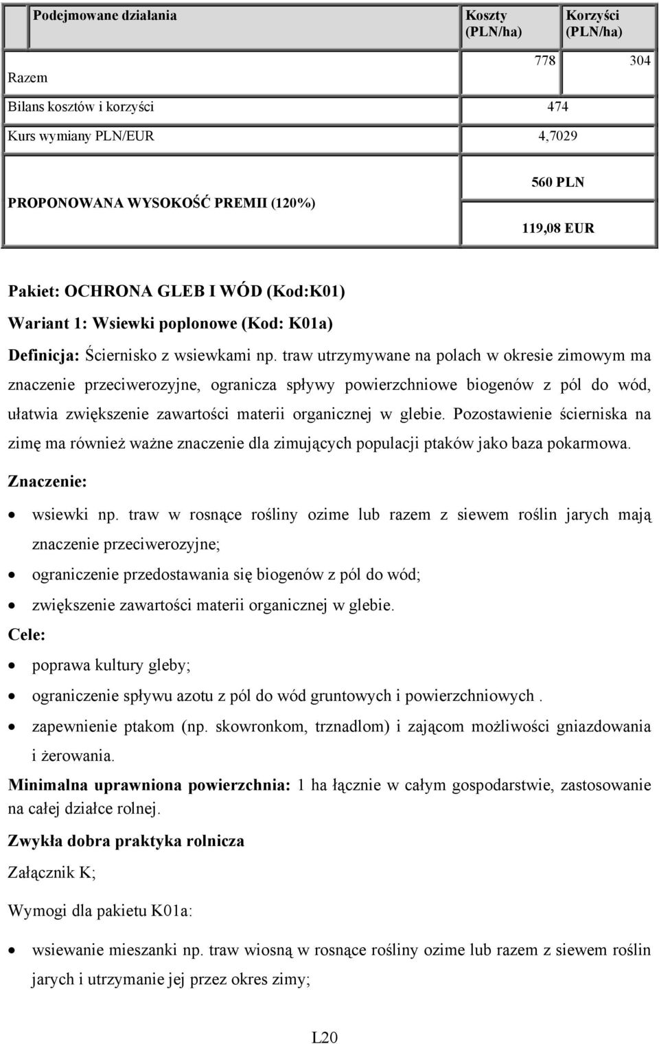 traw utrzymywane na polach w okresie zimowym ma znaczenie przeciwerozyjne, ogranicza spływy powierzchniowe biogenów z pól do wód, ułatwia zwiększenie zawartości materii organicznej w glebie.