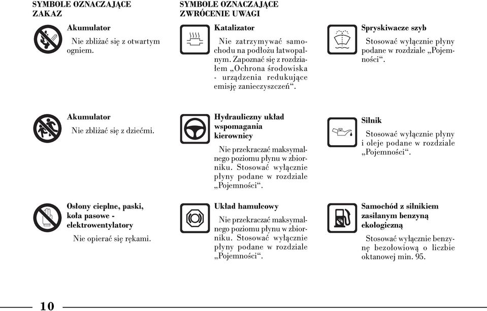 Akumulator Nie zbli aç si z dzieçmi. Os ony cieplne, paski, ko a pasowe - elektrowentylatory Nie opieraç si r kami.