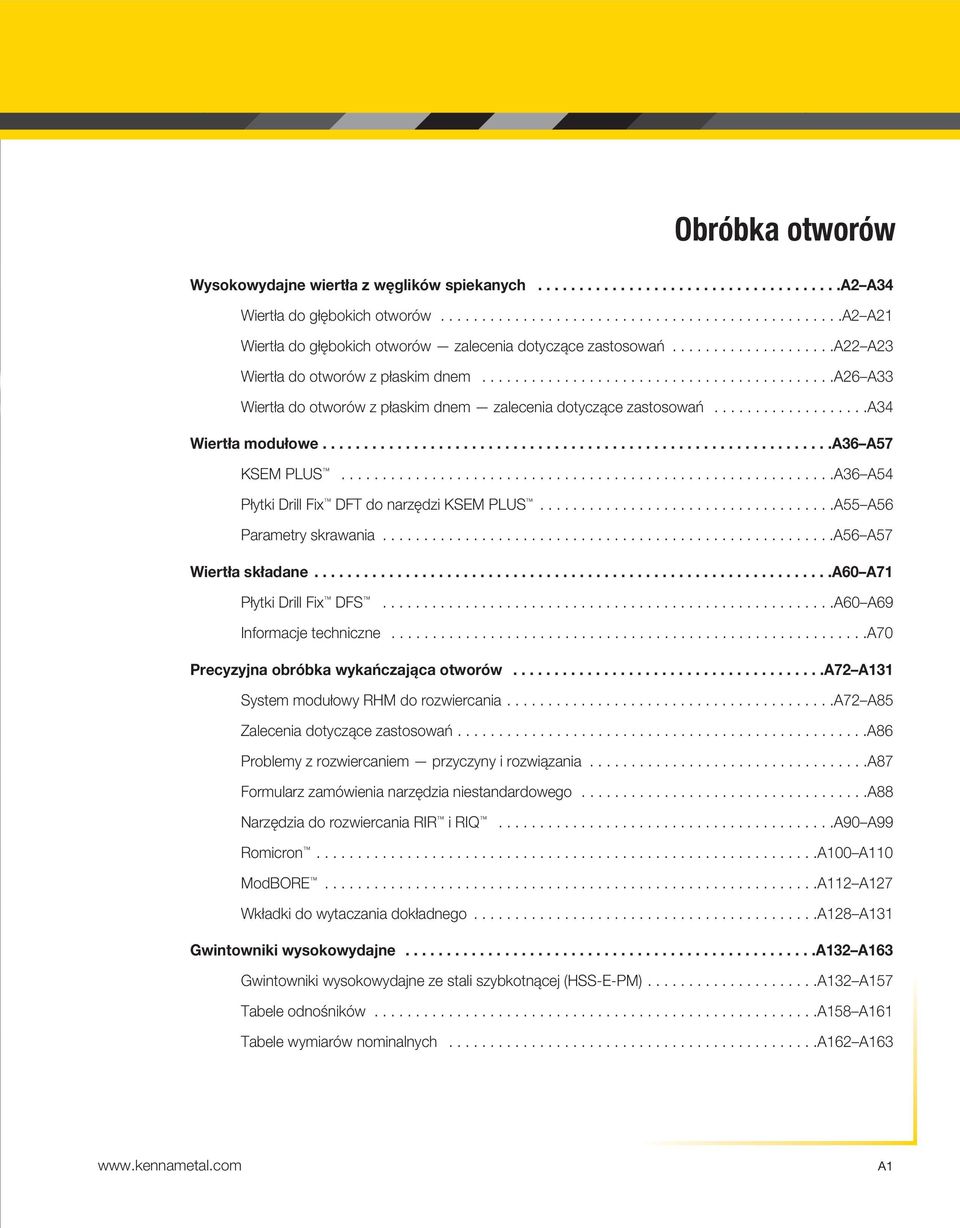 .............................................................a36 A57 KSEM PLUS............................................................A36 A54 Płytki Drill Fix DFT do narzędzi KSEM PLUS.