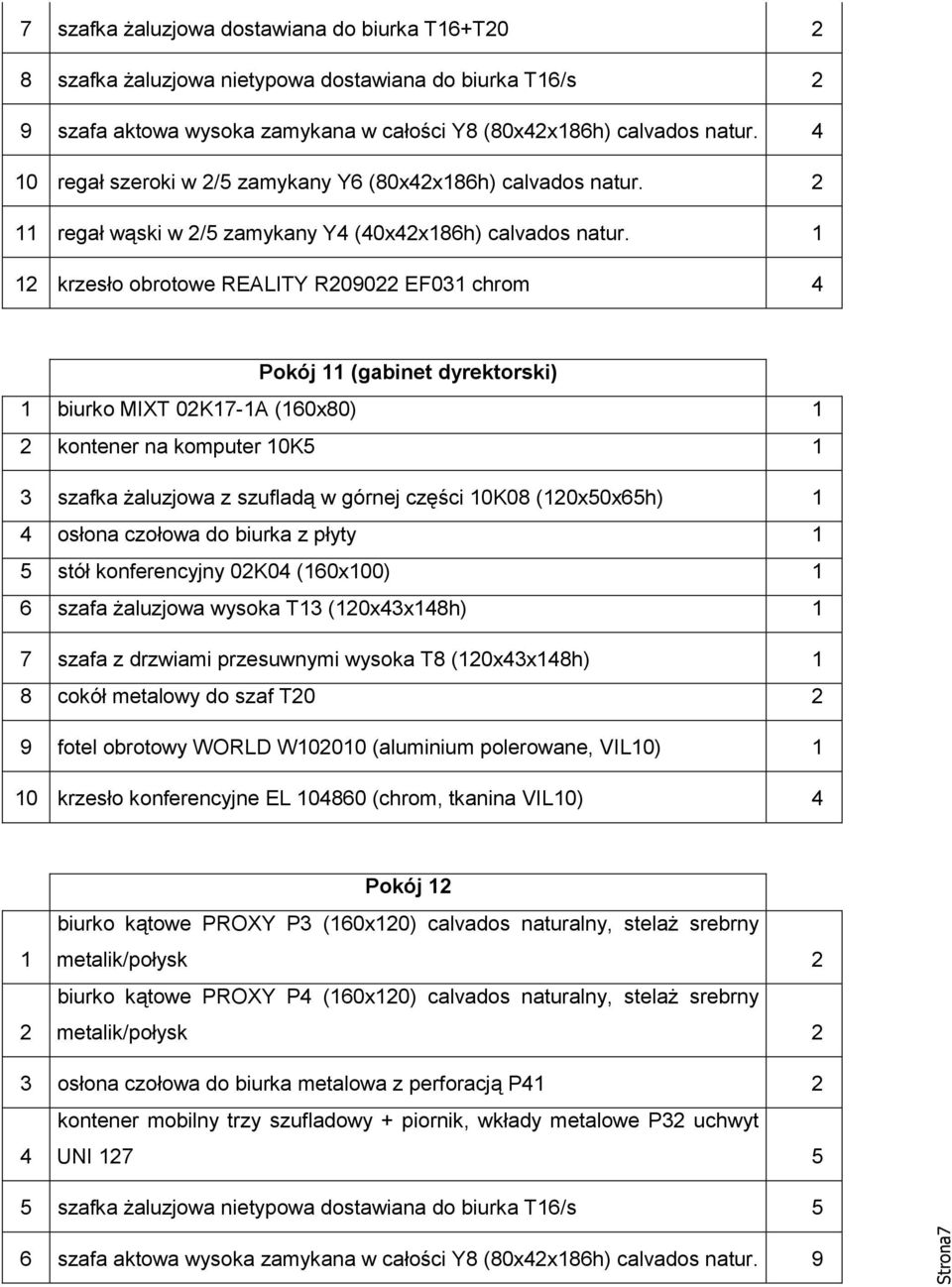 krzesło obrotowe REALITY R090 EF03 chrom Pokój (gabinet dyrektorski) biurko MIXT 0K7-A (60x80) kontener na komputer 0K5 3 szafka żaluzjowa z szufladą w górnej części 0K08 (0x50x65h) osłona czołowa do