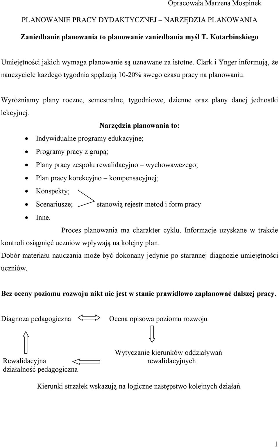 Wyróżniamy plany roczne, semestralne, tygodniowe, dzienne oraz plany danej jednostki lekcyjnej.