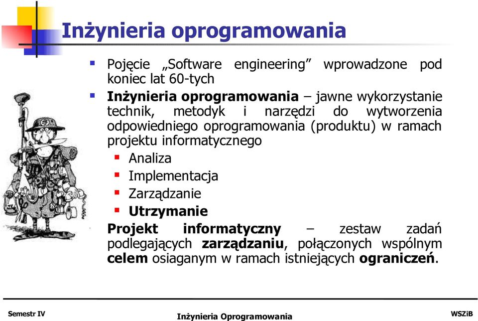 oprogramowania (produktu) w ramach projektu informatycznego Analiza Implementacja Zarządzanie Utrzymanie