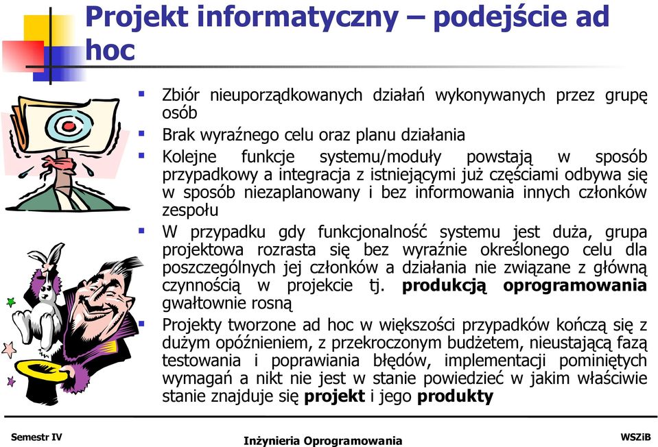 rozrasta się bez wyraźnie określonego celu dla poszczególnych jej członków a działania nie związane z główną czynnością w projekcie tj.