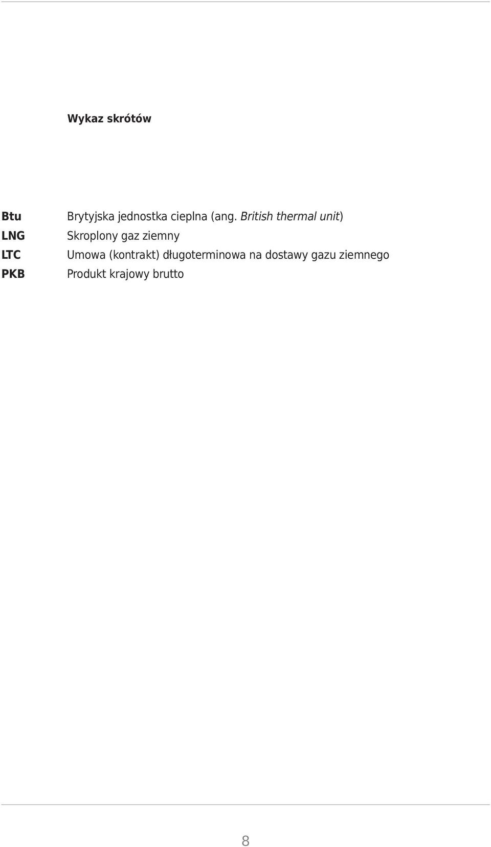 British thermal unit) Skroplony gaz ziemny