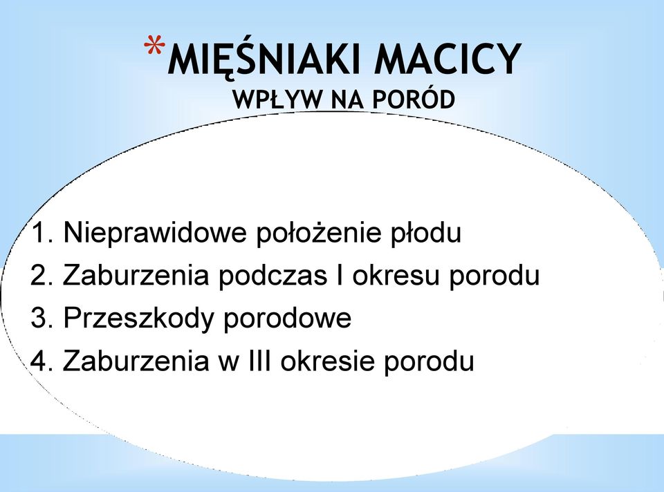 Zaburzenia podczas I okresu porodu 3.